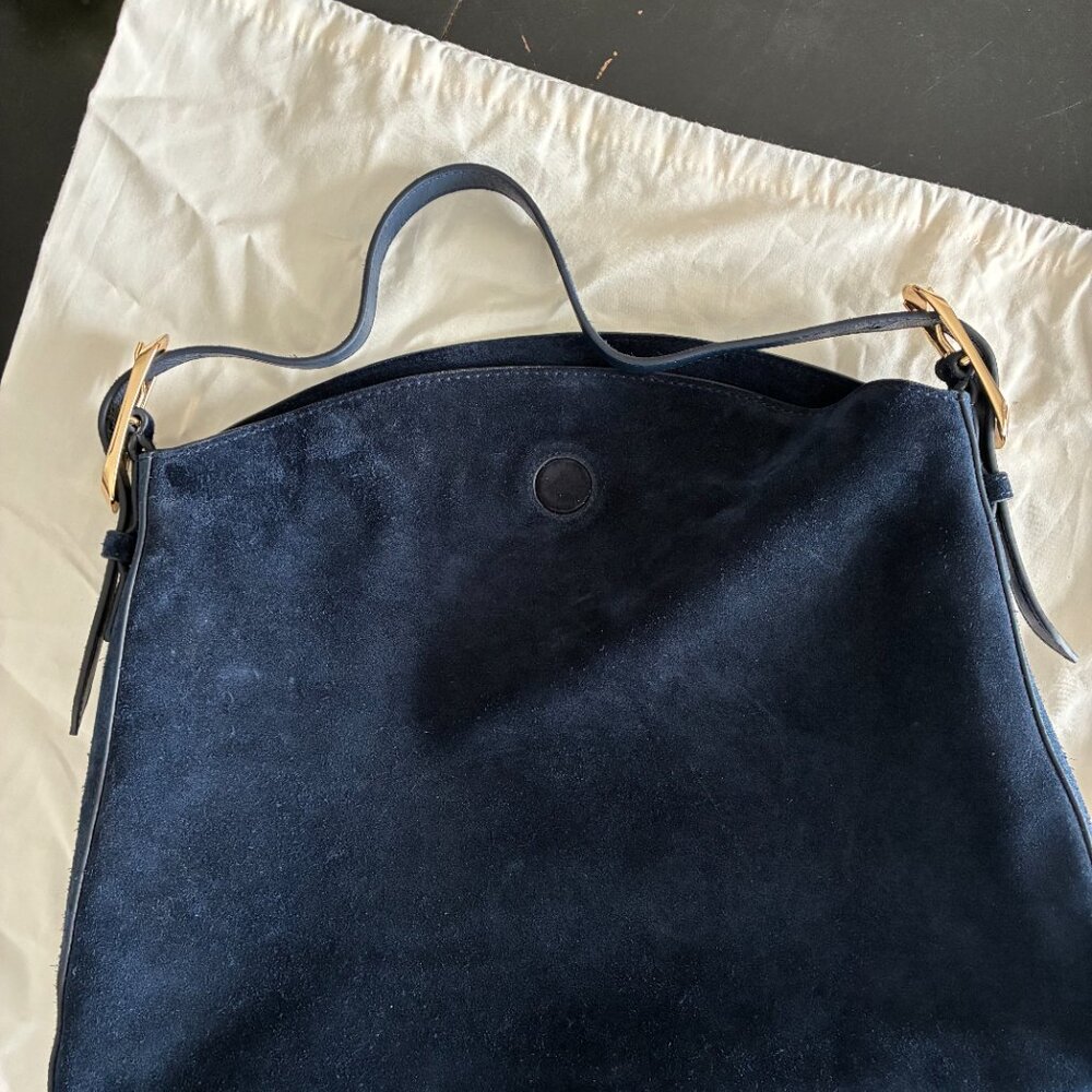 J Crew Berkeley Shoulder Bag in Navy Suede - Picture 4 of 7